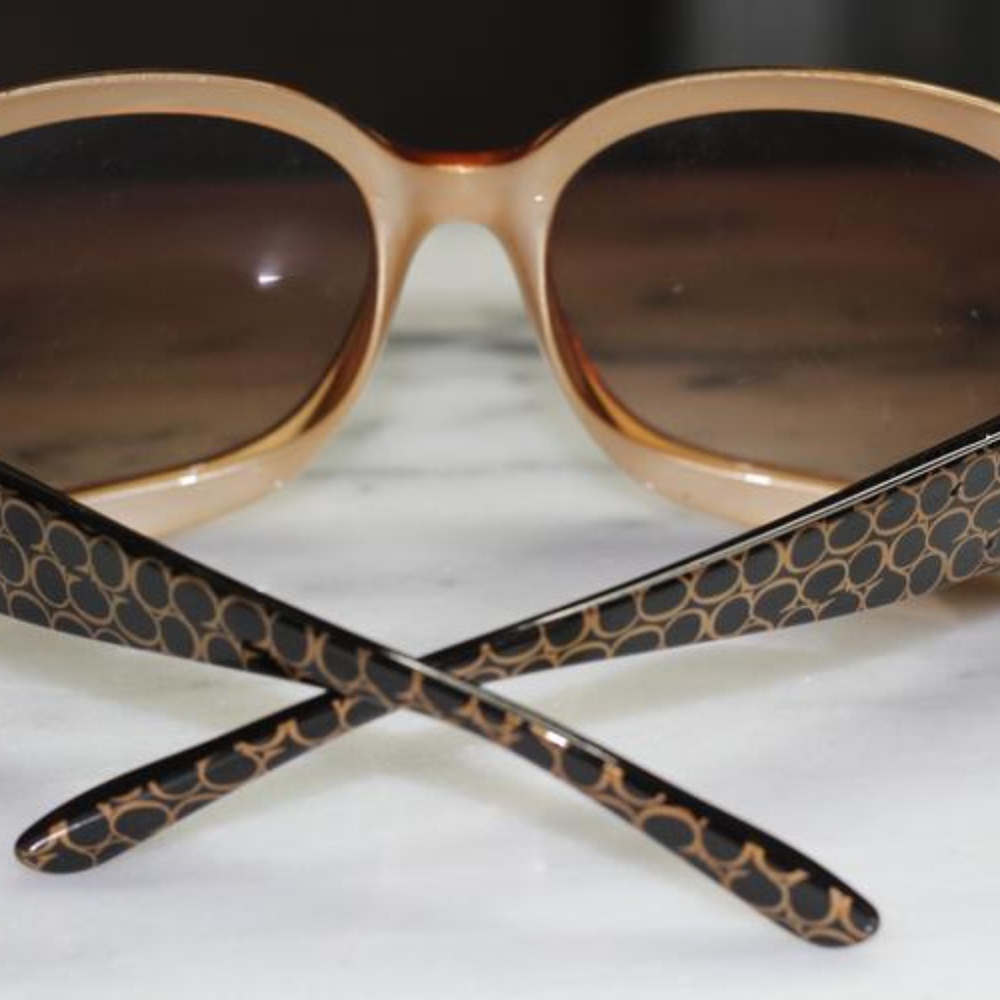 Brown & Gold Rectangular Sunglasses - image 2